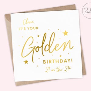 Carte de joyeux anniversaire dorée, c'est votre anniversaire en or !, carte d'anniversaire pour un ami spécial, anniversaire important, souvenir d'anniversaire, véritable feuille d'aluminium