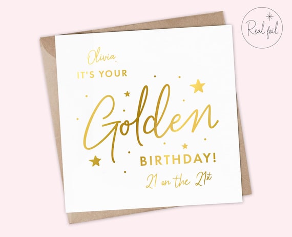 Happy Golden Birthday Card, It's Your Golden Birthday!, Special Friend Birthday Card, Milestone Birthday, Keepsake Birthday, Real Foil