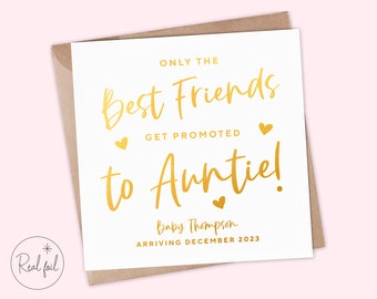 Only The Best Friends Get Promoted To Auntie, Baby Reveal Card, Pregnancy Announcement Card, Card For Best Friend, Cute Keepsake