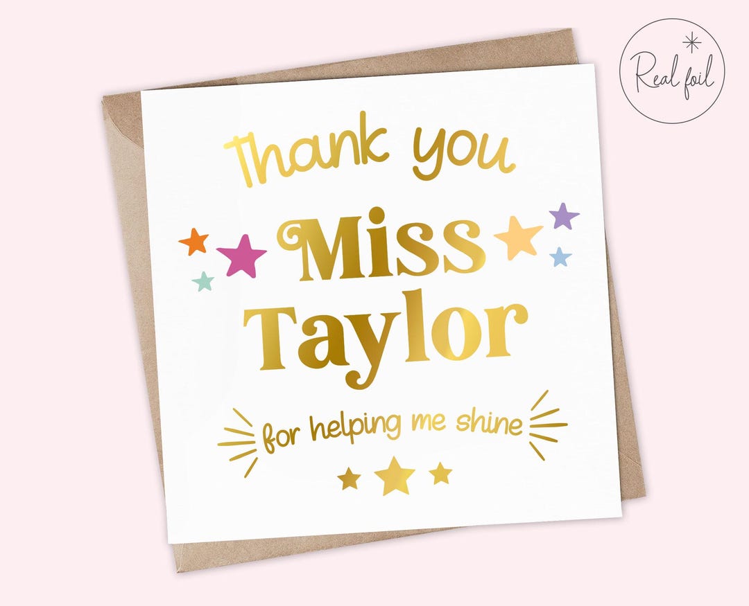 Personalised Thank You Teacher Card – End of Term Gift – Teacher ...