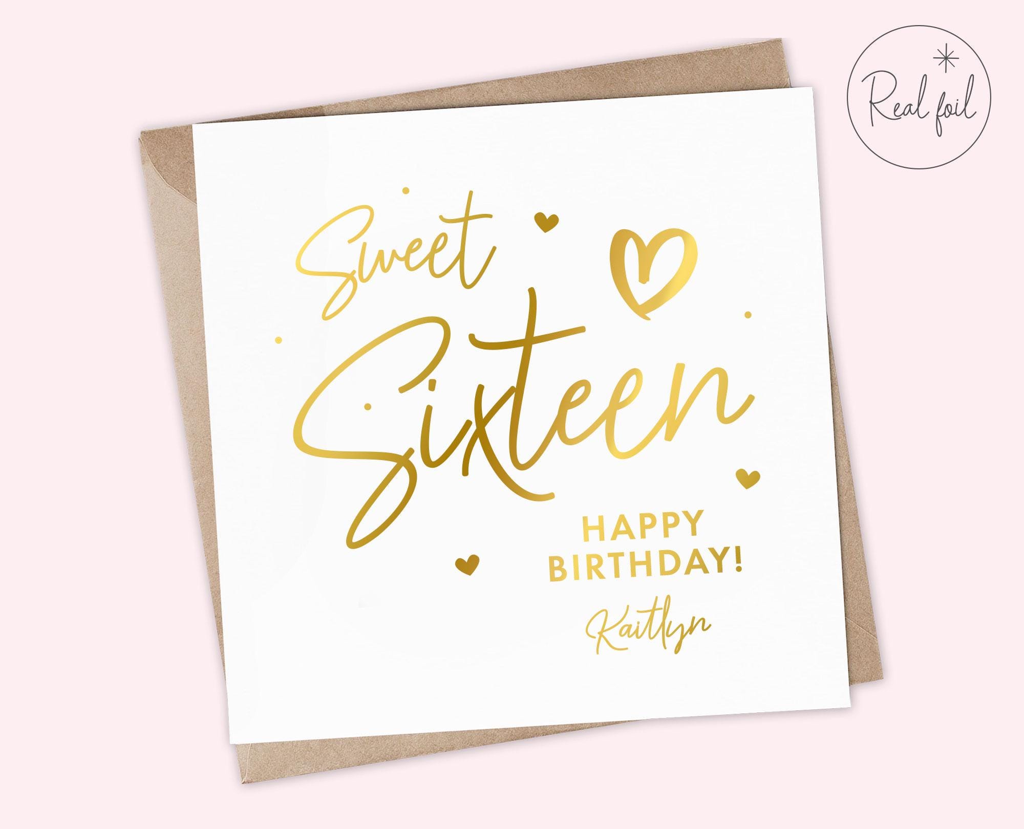 White Cotton Cards Geburtstagskarte „Sweet Sixteen“ – Handgefertigt, 22x22 Cm, Mit Strass & Glitzer, Inkl. Umschlag