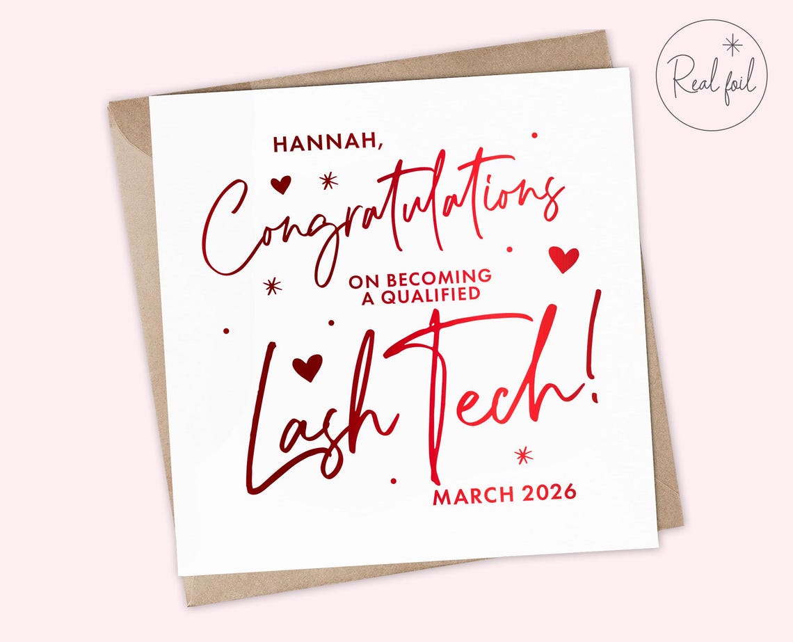 Personalised Lash Tech Congratulations Card – Lash Technician ...