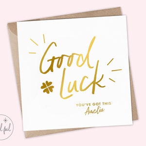 Personalisierte Glückskarte - Best of Luck Karte, neue Job Karte, Vorstellungsgespräch Karte, Prüfungskarte, Universität, du schaffst es