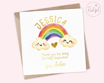 Personalised Thank You Keyworker, Nursery Nurse, Keyworker Appreciation Card, End of Term Card, Key Worker, Nursery Nurse Thank You Card