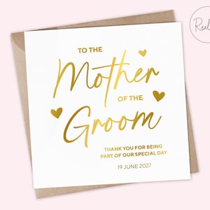 Cartão personalizado para a mãe do noivo - Cartão para a sogra - Cartão para a mãe do casamento - Cartão para a mãe do noivo, da noiva para a mãe no dia do casamento