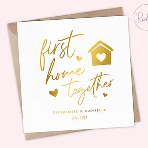 First Home Card, New Home Congratulations Card - Moving Home Card, Housewarming Card, Home Sweet Home, New House - Keepsake, Metallic Foil