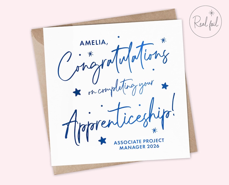 Congratulations Apprenticeship Card Personalised, Apprentice Graduation ...