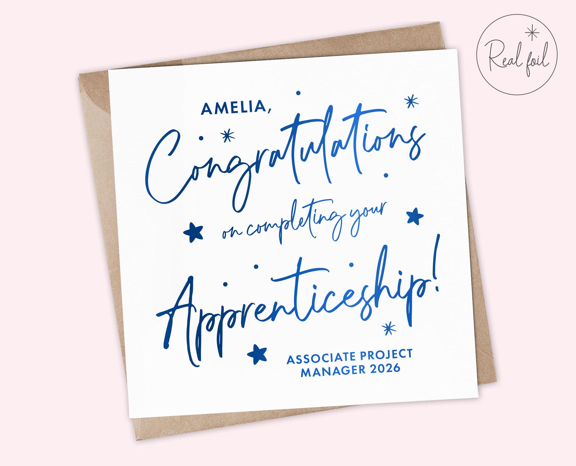Congratulations Apprenticeship Card Personalised, Apprentice Graduation ...