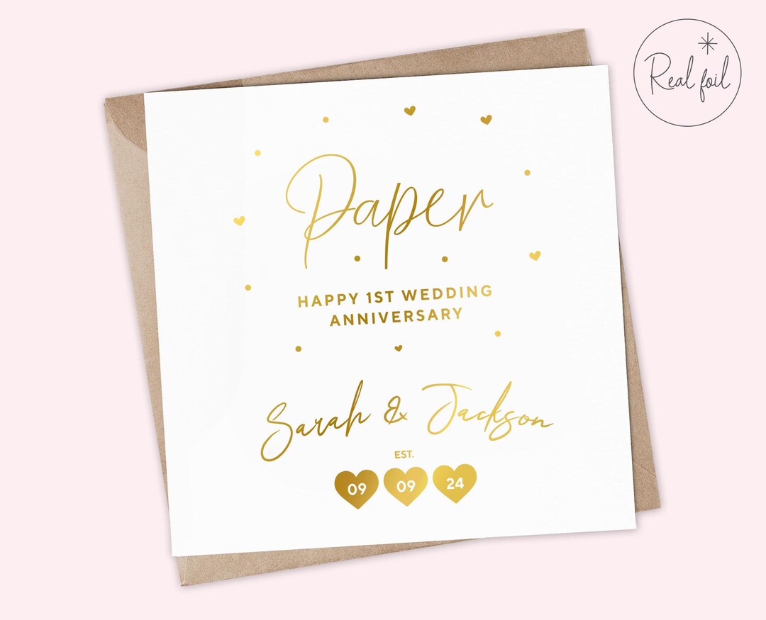 Personalised Paper 1st Wedding Anniversary Card - Personalised First ...