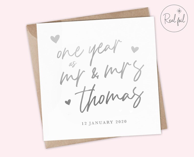 365 Days Metallic Foil 1 Year Anniversary Anniversary Card Husband Card Personalised One Year As Mr Mrs Wife Card Married Card Paper Party Supplies Greeting Cards