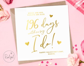 Personalised Valentines, Wedding Countdown Card, I Do Card, Valentines Countdown, Keepsake, Valentines Day, Gold, Silver, Rose Gold Foil