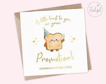 Funny Promotion Card, Cute Toast Congratulations Card, Personalised Promotion Gift, A Little Toast to You, Job Offer Card, Congrats Card