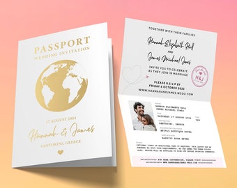 Wedding Passport Invitation - Luxury Wedding Passport - Foiled Wedding Invitations - Personalised to suit your wedding!