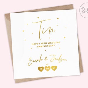 Carte 10e anniversaire de mariage personnalisée en étain - carte 10e anniversaire de mariage personnalisée en aluminium - carte pour couple - souvenir, déjouée