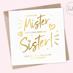 Hochzeitskarte für Trauzeugin, Brautjungfer Proposal Card - Personalisierte Karte, Mister/Sister Card, Will you be my, Echte Folie, Andenken