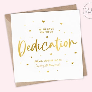 Personalised Dedication Card, Baby Dedication, Bible Verse Dedication, Scripture Card, On Your Dedication, Rose Gold, Gold, Silver, Keepsake