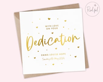 Personalised Dedication Card, Baby Dedication, Bible Verse Dedication, Scripture Card, On Your Dedication, Rose Gold, Gold, Silver, Keepsake