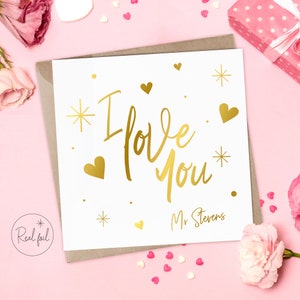 Biglietto di San Valentino personalizzato, Biglietto di San Valentino, Biglietto ti amo, Ricordo, San Valentino di coppia, Oro, Argento, Lamina d'oro rosa