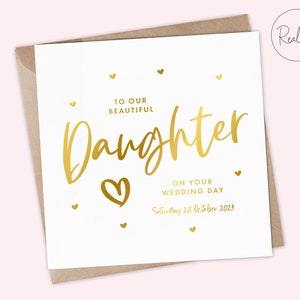 Para meu filho no cartão do dia do casamento, Para minha filha no cartão do dia do casamento, lembrança personalizada, cartão do dia do casamento da mãe, mãe, pais
