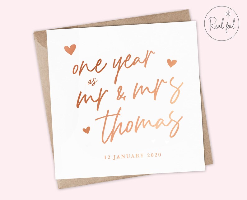 Anniversary Card 1 Year Anniversary Husband Card Personalised 365 Days One Year As Mr Mrs Metallic Foil Married Card Wife Card Paper Greeting Cards Safarni Org