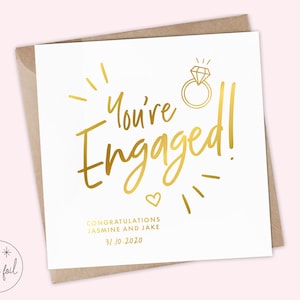 Tarjeta de compromiso, tarjeta de compromiso de lámina personalizada - tarjeta de oro, plata y oro rosa - tarjeta de compromiso - tarjeta de felicitación de compromiso