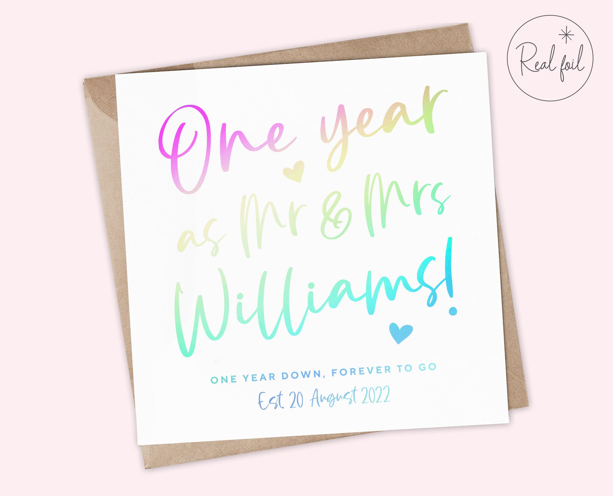 Anniversary Card, 365 Days as Mr & Mrs, One Year Wedding
