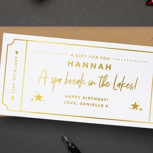 Gift Golden Ticket, Foiled Voucher, Personalised Ticket, Christmas Voucher, Surprise Holiday, Personalised Gift, Birthday Event, Real Foil image 1