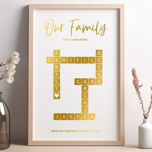 Family Portrait Print, Fully Custom Print for Family, Our Family Print, Gift for Dad, Mum, Grandparents, Foiled, Keepsake A4, A5, 8x10, 5x7