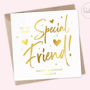 Carte d’anniversaire d’ami spécial, ami joyeux anniversaire, anniversaire d’ami spécial incroyable, humain préféré, anniversaire souvenir, feuille métallique
