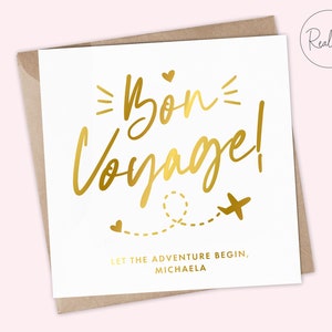 Carte Bon Voyage personnalisée, carte des temps passionnants, carte de bonne chance, vous avez ceci, carte d’adieu, carte des temps passionnants à venir, vraie feuille