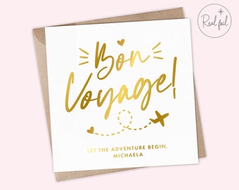 Gepersonaliseerde Bon Voyage Card, Spannende Times Card, Good Luck Card, Je hebt dit, Farewell Card, Spannende Times Ahead Card, Echte Folie