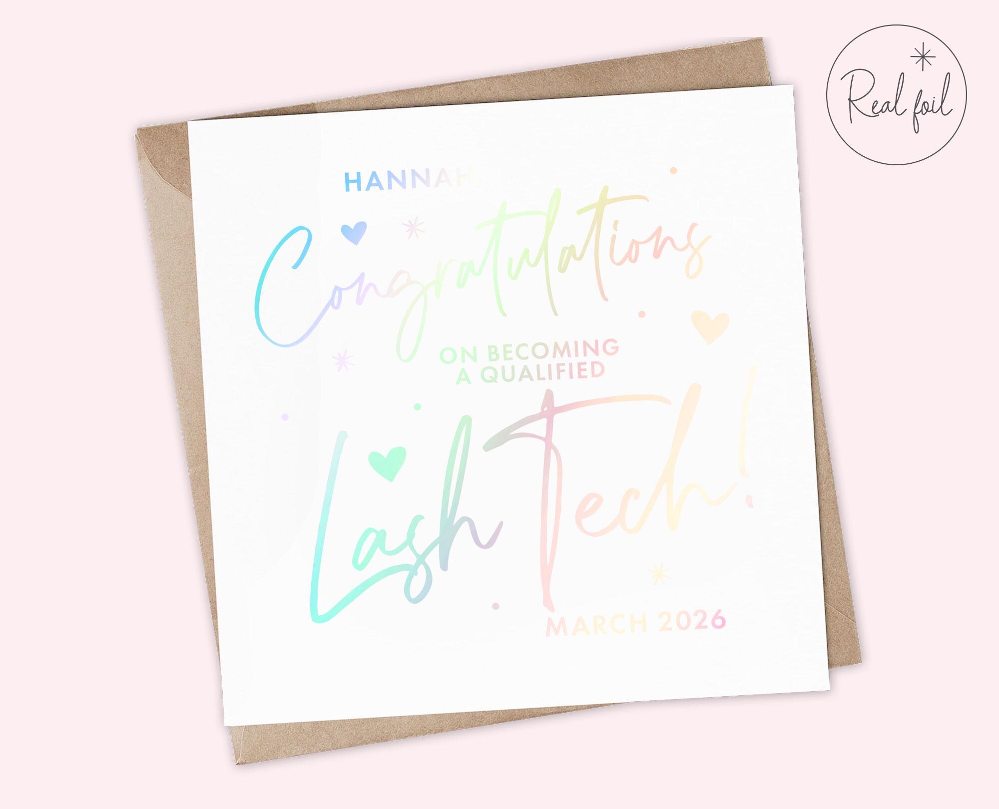 Personalised Lash Tech Congratulations Card – Lash Technician ...