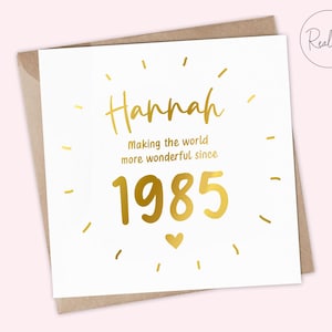 d'anniversaire personnalisée avec nom et année | Carte personnalisée « Un monde plus merveilleux depuis » | Cadeau unique pour lui et elle, carte de naissance