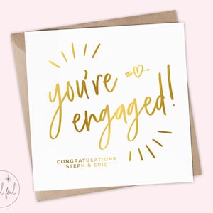 Felicitaciones por su tarjeta de compromiso - Tarjeta de compromiso personalizada, Tarjeta de boda - Recuerdo, Lámina metálica, Mierda se volvió real, Comprometido