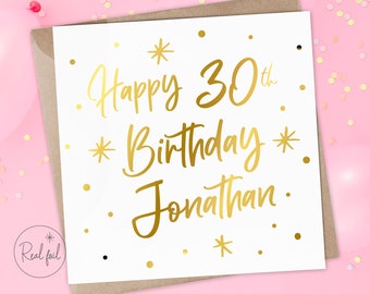 Personalised Happy Birthday Card, Choose Your Age, Keepsake, Birthday Card, 18th, 21st, etc, Real Metallic Foil, Gold, Silver and Rose Gold