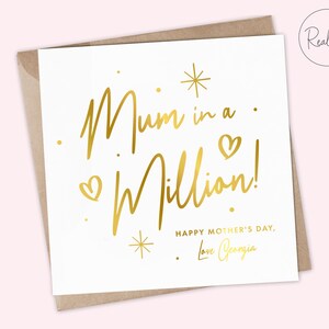 Personalisierte Muttertagskarte, Happy Mother's Day Card, Mam, Mom, Mothering Sonntag Tageskarte, Andenken, Gold, Silber, Rose Gold, Regenbogen