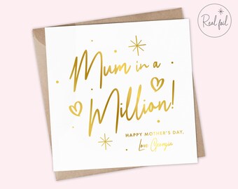 Tarjeta personalizada del Día de la Madre, Tarjeta del Día de la Madre Feliz, Mamá, Mamá, Tarjeta del Día del Domingo de la Madre, Recuerdo, Oro, Plata, Oro Rosa, Arco Iris