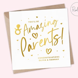 Personalised You're Going To Be Amazing Parents Card, You’re Pregnant, Pregnancy Card, Baby Girl, Baby Boy, Real Foil, Gold, Keepsake