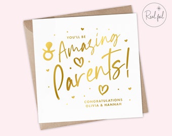 Carte personnalisée Vous allez être des parents incroyables, Vous êtes enceinte, Carte de grossesse, Petite fille, Bébé garçon, Véritable feuille d'aluminium, Or, souvenir