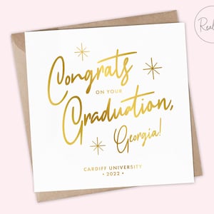 Carte de voeux personnalisée de félicitations pour l'obtention du diplôme, Fier de vous, examens, véritable feuille d'aluminium, souvenir, arc-en-ciel, or rose, or, feuille d'argent