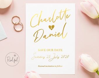 Personalised Foil Save the Date Card, Foil Save Our Date Card, Gold Foil, Rose Gold Foil, Silver Foil, Custom Save our Date, Change the date