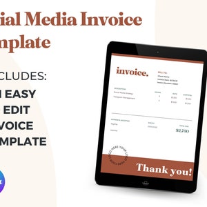 Freelance Invoice Template | Social Media Manager Invoice | Editable Canva Template | Instant Download