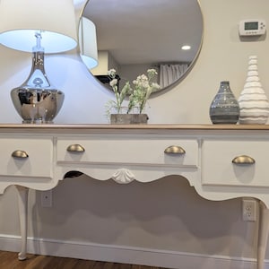 ON HOLD!!!Stunning, Rustic, yet Chic Vintage solid wood off white buffet / entry way/ Sofa table/ TV console!!! Farmhouse style