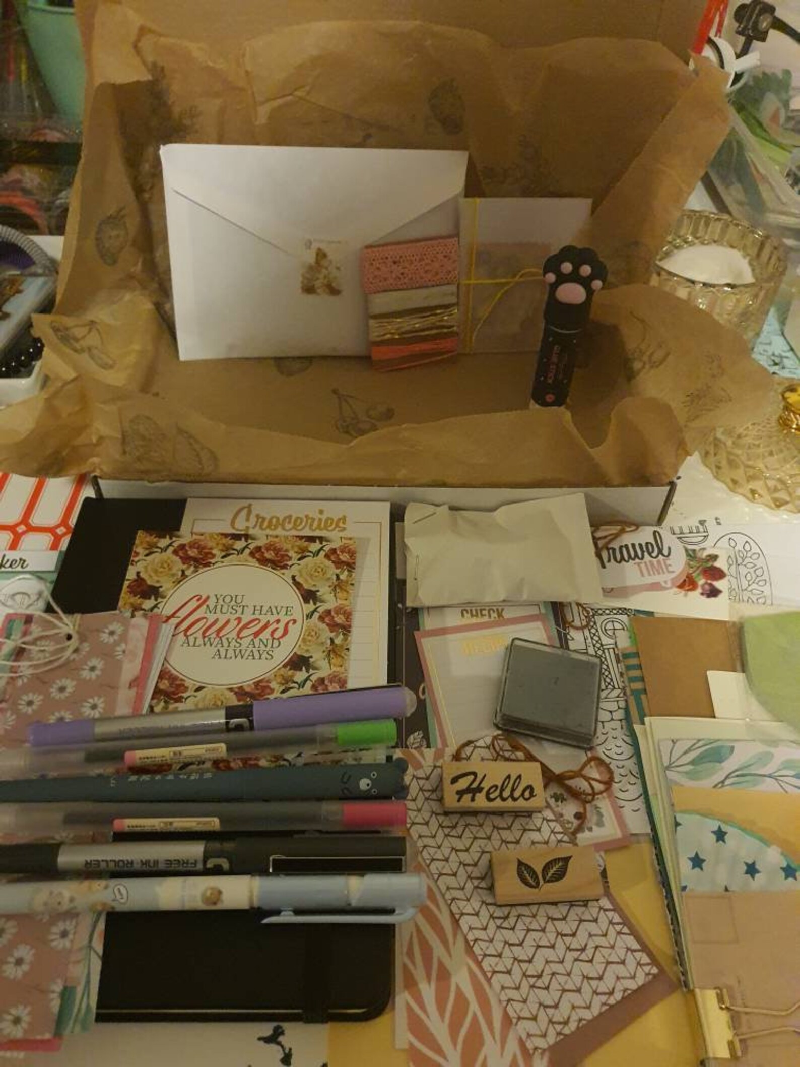 Mystery craft supplies box. Mixed media art box. Art journal. Etsy