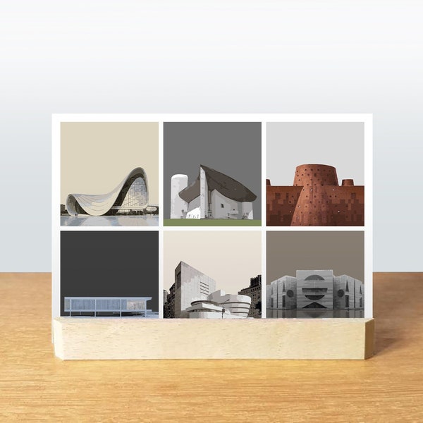 Architektur-Postkarte | Grafische Illustration berühmter Gebäude
