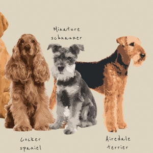 Dog illustration art print postcard Pet portrait Cute animal digital drawing image 3