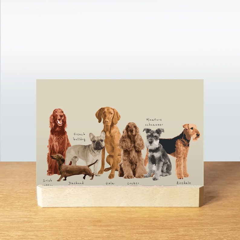 Dog illustration art print postcard Pet portrait Cute animal digital drawing image 1