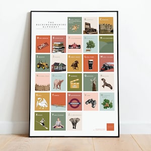 Das Buckinghamshire Alphabet A-Z Druck. Ungerahmte digitale Kunst von A bis Z - tolles Geschenk!