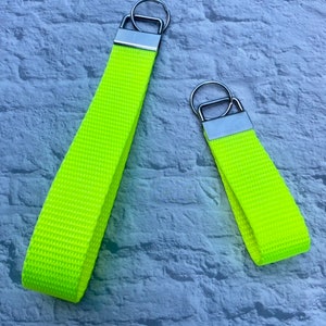 Yellow Keychain, Florescent Yellow Key Fob, Bright Yellow Keychain, Gift for Him, Outdoor Hunting Key Fob, Women's Keychain, Nylon Key Fob