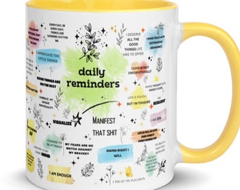 Cute Affirmation Mug with affirmations  for Positive Mindset and Manifesting, Positive Quotes to get Through the Day